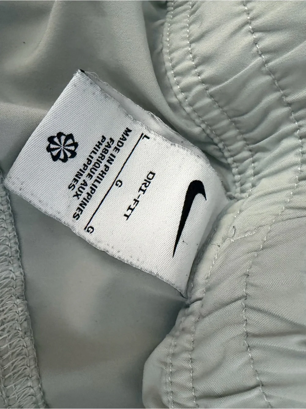 Nike Men’s Light White Athletic Shorts with Black Swoosh